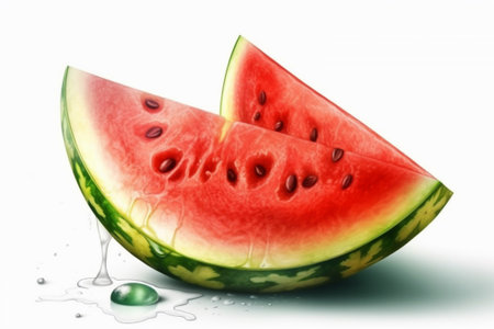 Watermelon with drops of water on a white background. 3d illustrationの素材