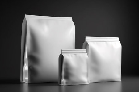 3d rendering of three blank packaging for coffee, tea or other productsの素材