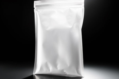 White plastic bag on black background, 3d rendering. Computer digital drawing.の素材