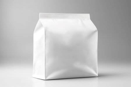 Blank white bag mockup, 3d rendering. Empty package template for design presentation.の素材
