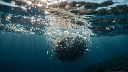 Underwater view of the human body in the sea. Underwater world.の素材
