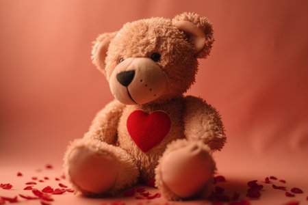 teddy bear with red heart, valentine's day conceptの素材