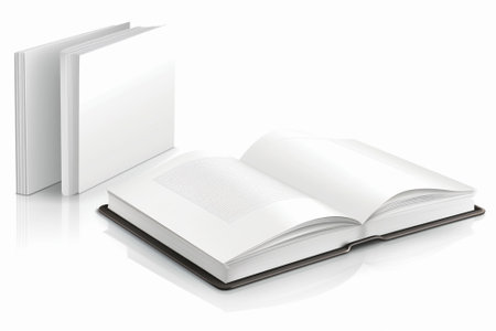 Open book with blank pages isolated on white background. 3D illustration.の素材
