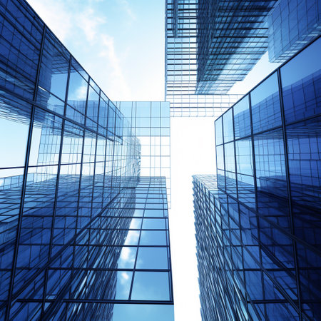 abstract modern architecture on a background of blue sky, 3d renderの素材