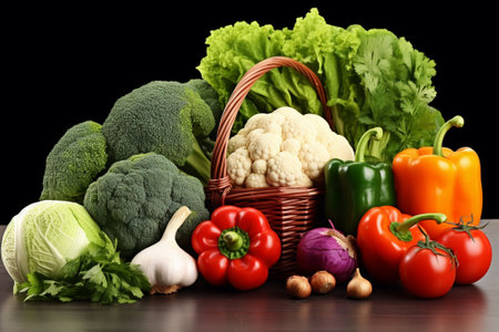 Composition with variety of raw organic vegetables. Balanced diet concept.の素材