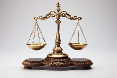 Scales of justice isolated on white background. 3d illustration.の素材