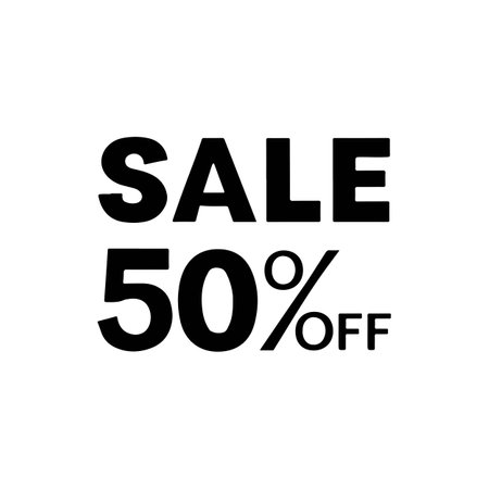 Sale 50 percent off. Black and white sticker. Vector illustration.のイラスト素材