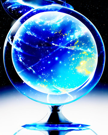 crystal ball on the background of the starry sky. 3d illustrationの素材