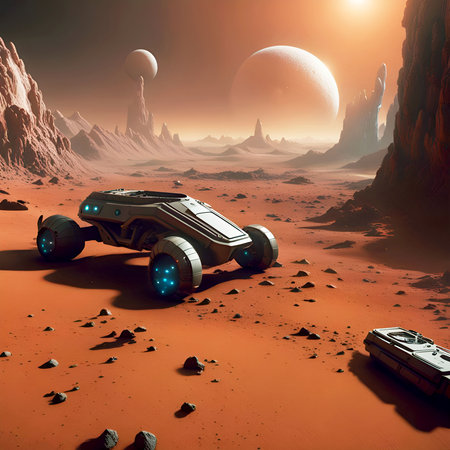 Alien Planet - 3D Rendered Computer Artwork. Fantasy Landscape.の素材