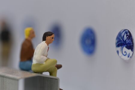 miniature people visit a museumの写真素材