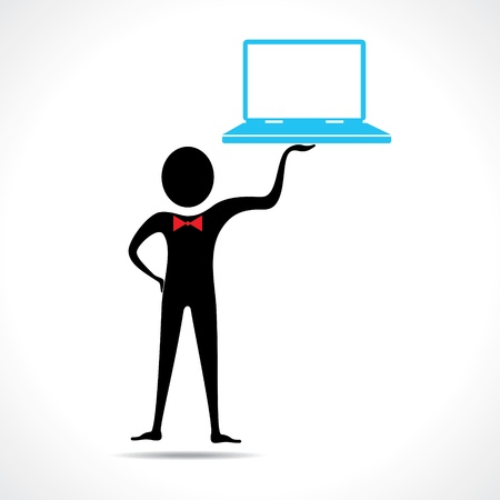 Man holding a laptop vectorのイラスト素材