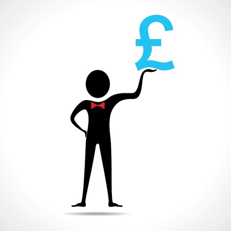 Man holding pound symbol vectorのイラスト素材