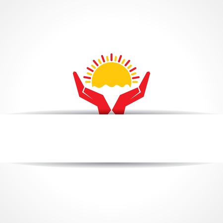 Hand protecting sun icon vintage vectorのイラスト素材