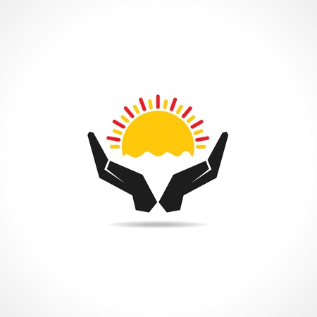 Hand protecting sun icon vector のイラスト素材