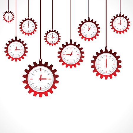 Hanging gear shape red clocksのイラスト素材