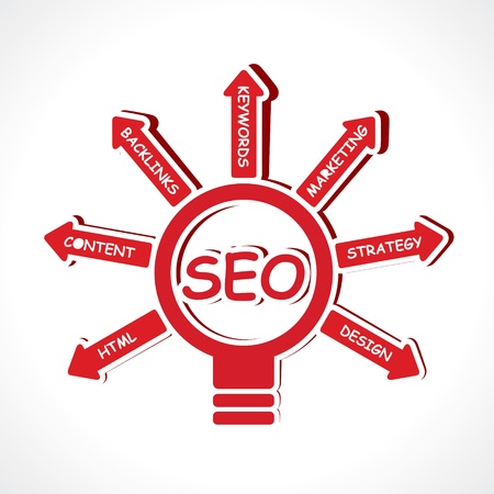 SEO concept with bulbのイラスト素材