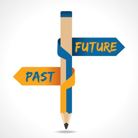 PAST   FUTURE arrow in opposite of pencilのイラスト素材