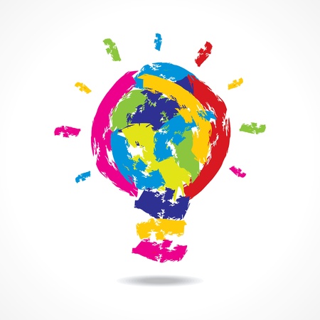 creative idea concept with  painted bulb stock vectorのイラスト素材