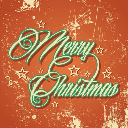 Retro Merry Christmas greeting - vector illustration のイラスト素材