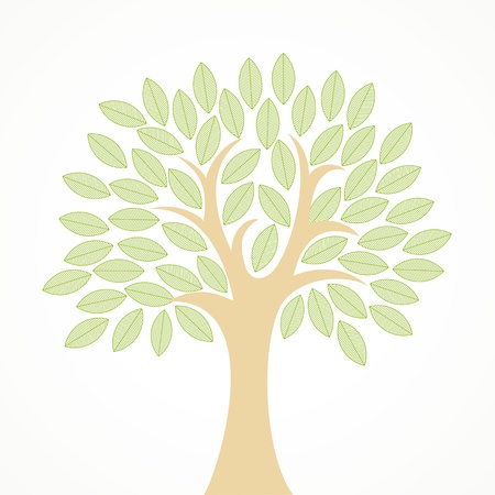 Stylized vector tree with green leaves  のイラスト素材
