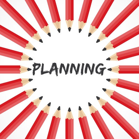 Planning word with pencil background stock vectorのイラスト素材