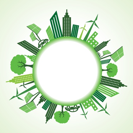 Eco cityscape around circle stock vector のイラスト素材