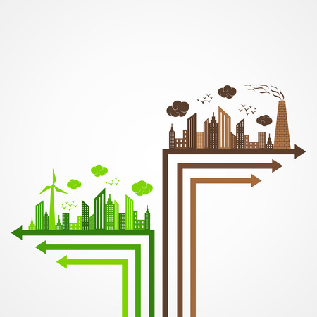 Ecology and pollution concept with brain のイラスト素材
