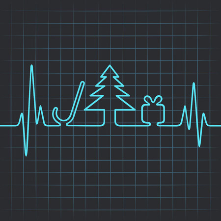 Illustration of heartbeat make christmas symbolsのイラスト素材