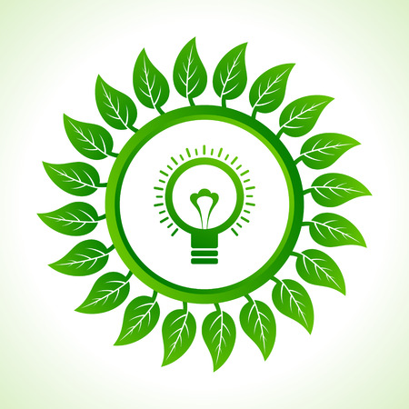 Eco bulb inside the leaf background stock vector のイラスト素材