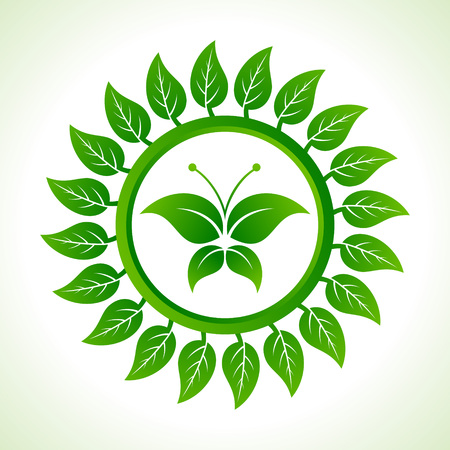 Eco butterfly inside the leaf background stock vector のイラスト素材