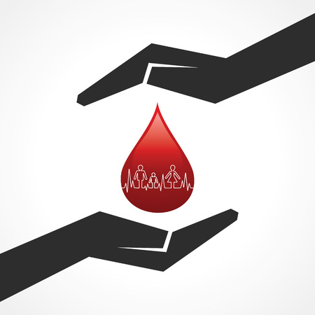 Illustration of save blood drop with heartbeat concept のイラスト素材