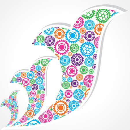 Group of gears make a floral design のイラスト素材