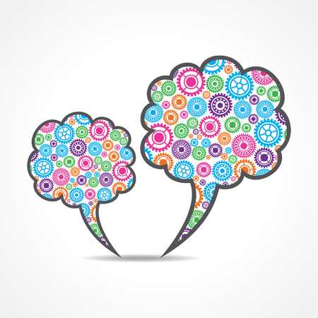 Colorful gears make a message bubble stock vector のイラスト素材