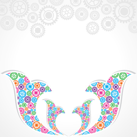 Group of gears make a floral design のイラスト素材