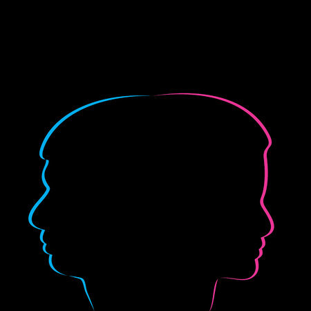 Illustration of male and female faceのイラスト素材
