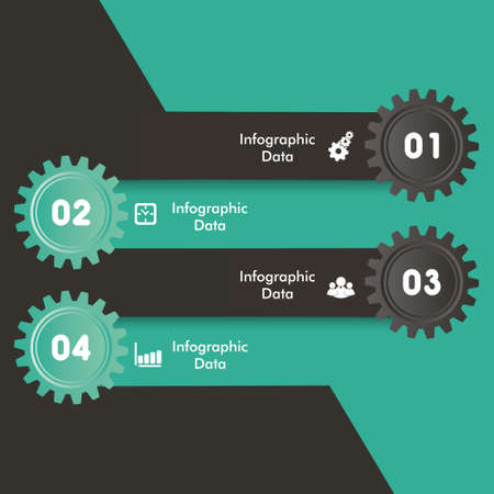 Illustration of colorful gears Info-graphics options bannerのイラスト素材