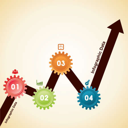Illustration of creative gears Info-graphics options banner のイラスト素材