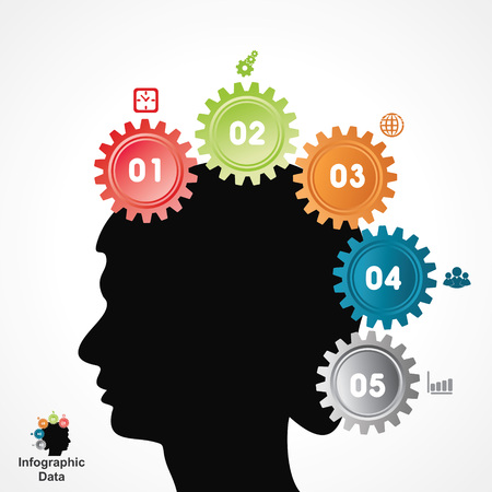 Illustration of creative gears Info-graphics options banner のイラスト素材