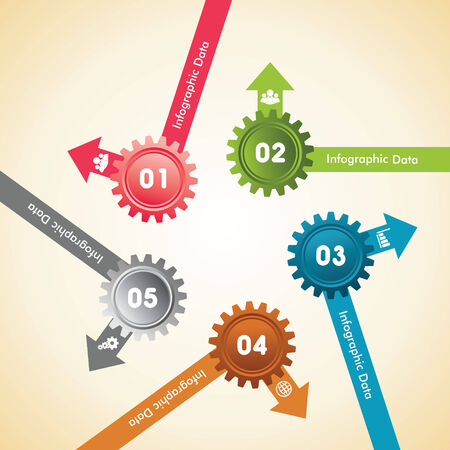 Illustration of creative gears Info-graphics options banner のイラスト素材