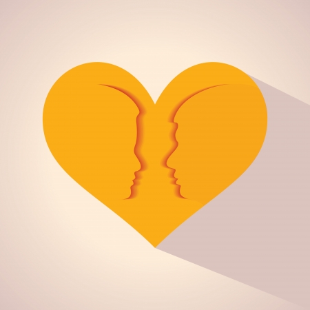 Illustration of male and female face with heartのイラスト素材