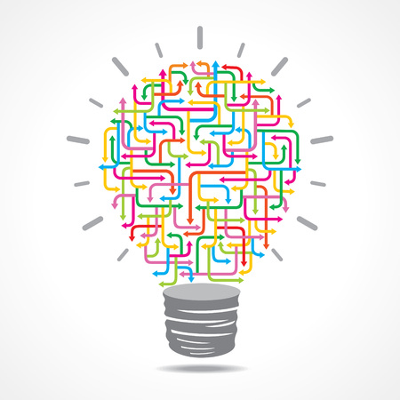 Illustration of colorful arrow light-bulbのイラスト素材