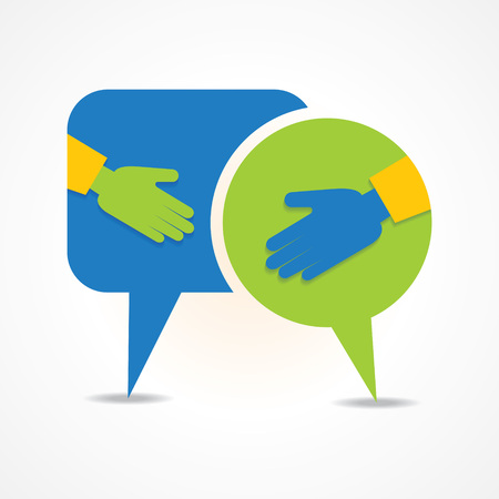 Illustration of businessman handshake background with message bubbleのイラスト素材