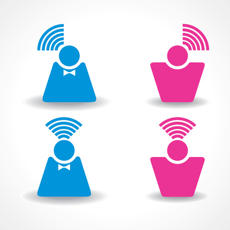 Communication and network concept with male and female stock vectorのイラスト素材
