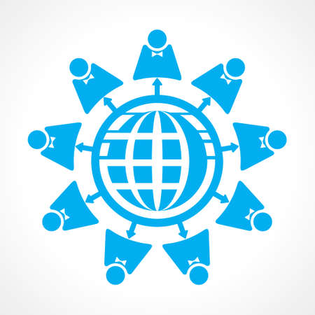 Communication and network concept with male employee stock vectorのイラスト素材