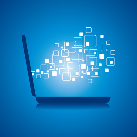 Different squares comes from laptop - vector illustration のイラスト素材