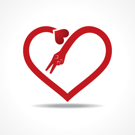 Victory hands make heart shape stock vectorのイラスト素材