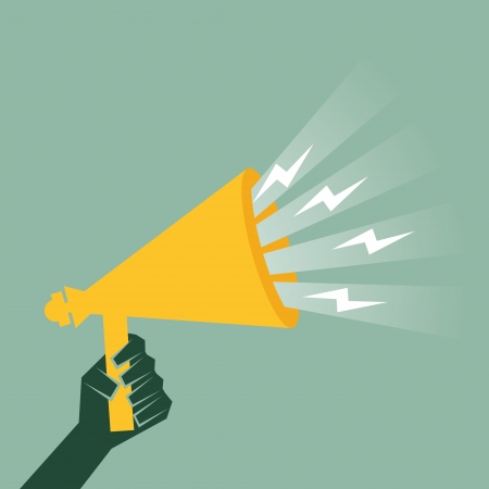Hand holding a megaphone stock vectorのイラスト素材