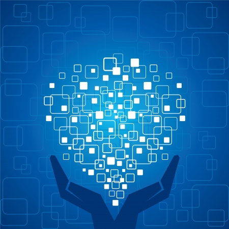 Hand emitting squares stock vectorのイラスト素材