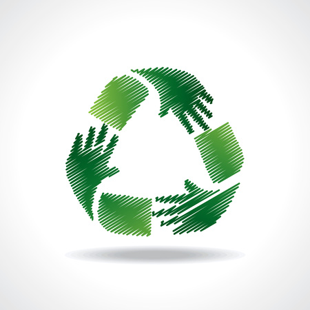 Sketched recycle icon of hand - vector illustration のイラスト素材