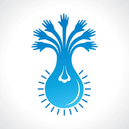 Helping  hand make a light-bulb stock vectorのイラスト素材